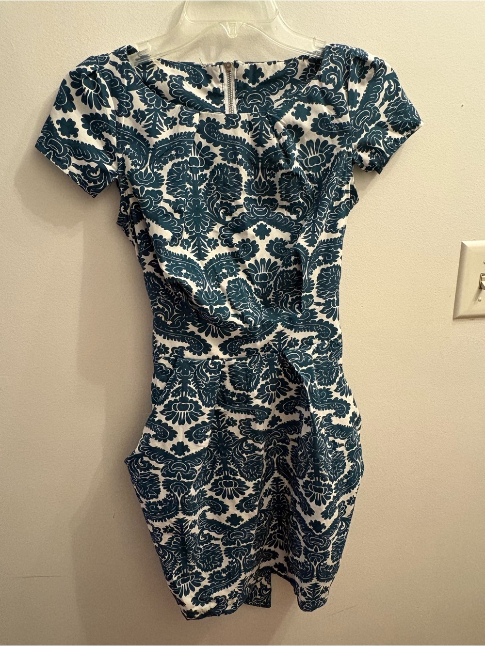 Shein/Inomi Teal Floral Print Short Sleeve Shift Dress - Picture 2 of 5